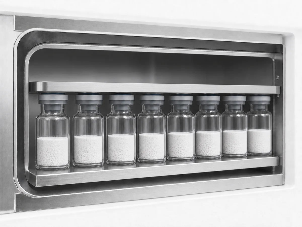 Peptide lyophilized cakes during shelf stoppering after secondary drying
