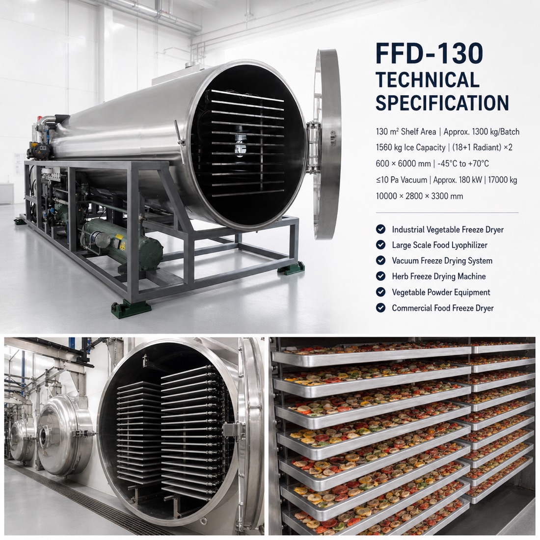 SJ-FFD-130 industrial food freeze dryer technical reference