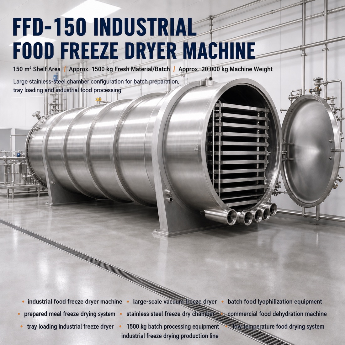 SJ-FFD-150 industrial food freeze dryer equipment configuration