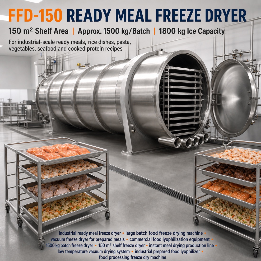 SJ-FFD-150 industrial ready meal lyophilizer and food freeze dryer
