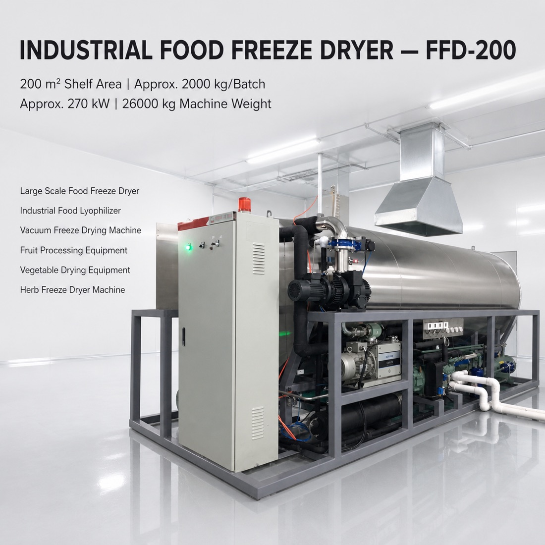 SJ-FFD-200 industrial food lyophilizer equipment configuration（配置與應用參考 2）
