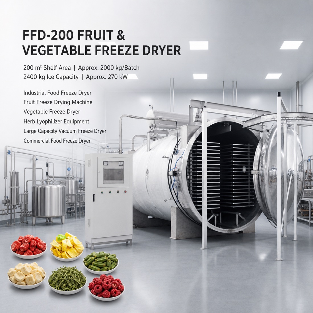 SJ-FFD-200 industrial fruit and vegetable freeze dryer（配置與應用參考 1）
