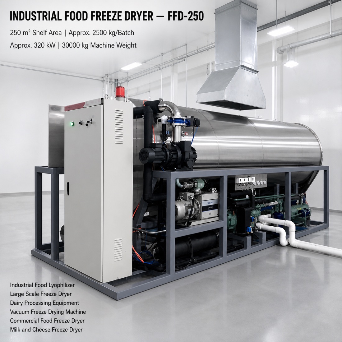 SJ-FFD-250 large-capacity food lyophilizer equipment（配置與應用參考 2）